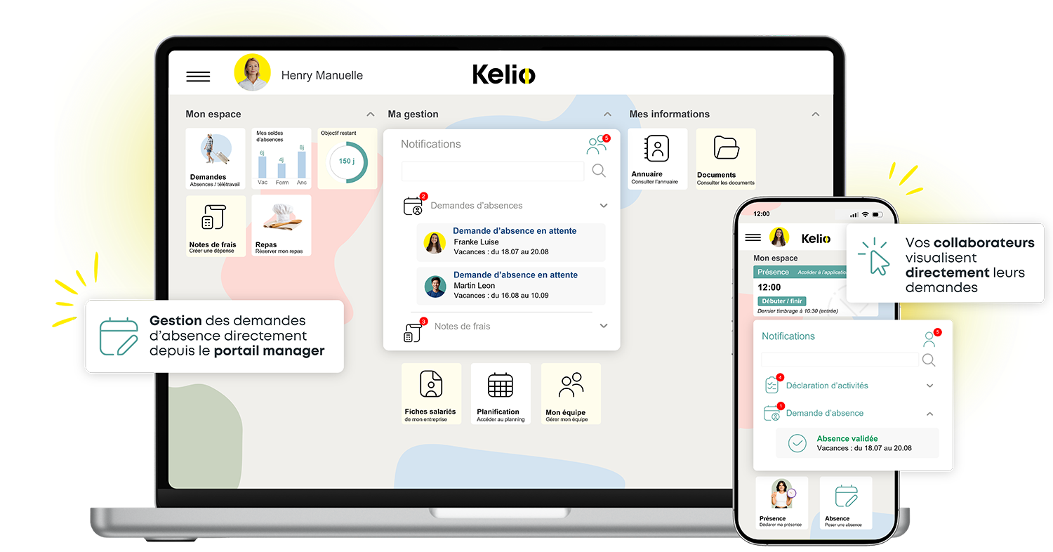 Circuits de validation et notifications automatiques des demandes d'absence sur le portail manager Kelio