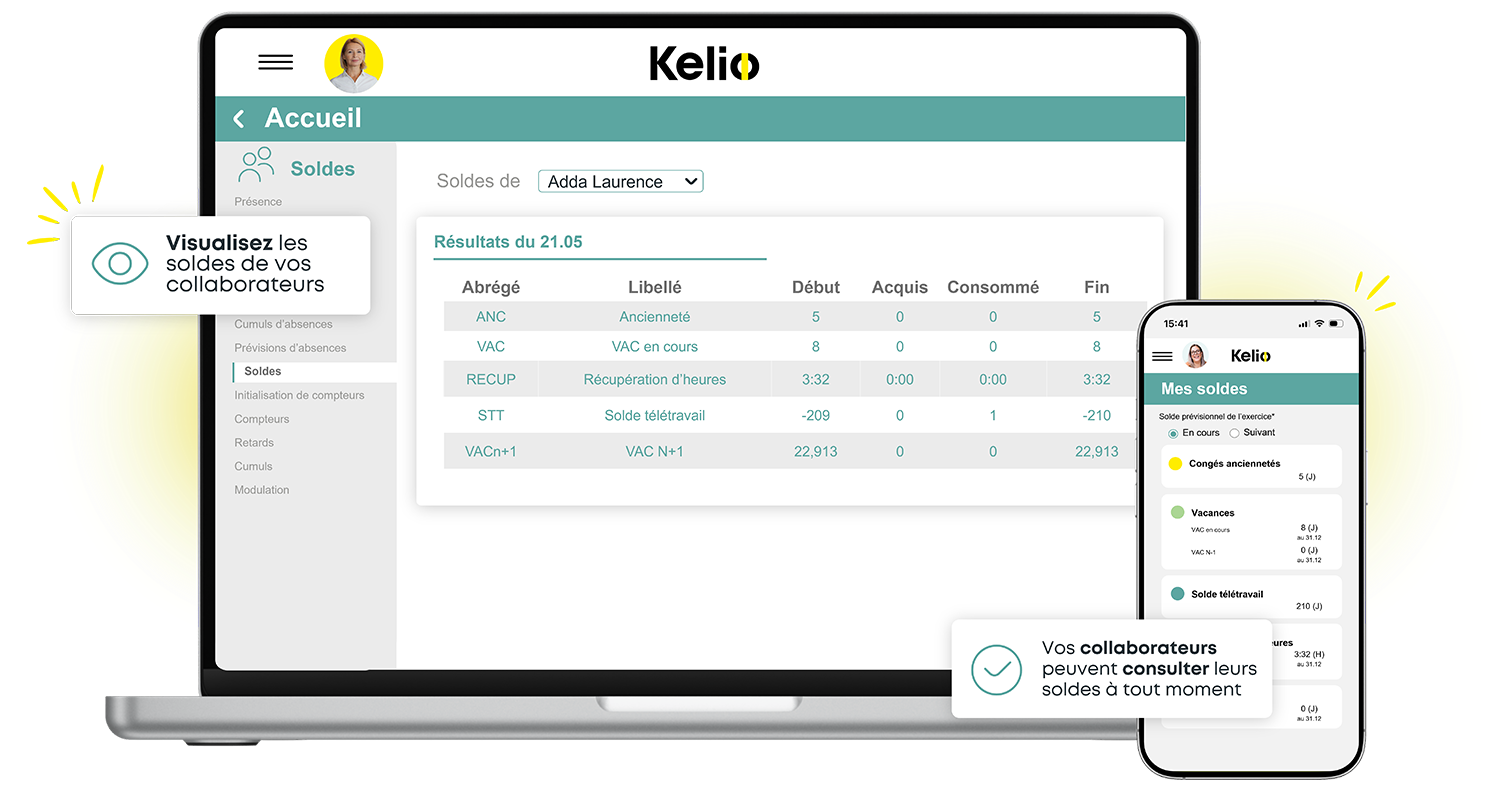 Calcul automatique des soldes de vacances et droits selon le droit du travail suisse dans Kelio