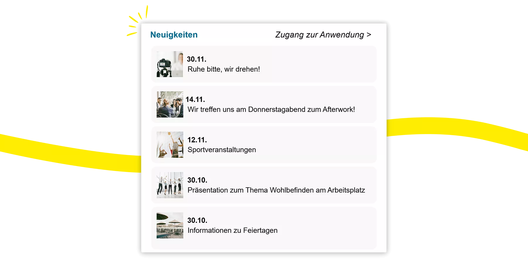 Kelio-Newsfeed, gefiltert nach Abteilung und Standort, für eine zielgerichtete interne Kommunikation